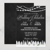 ラスティックな納屋のウェディングチョークボード冬のクリスマス 招待状 (正面/裏面)