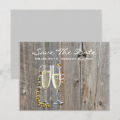 ラスティックな納屋の木のシャンパン ウエスタン カントリー ウェディング 案内ポストカード (正面/裏面)