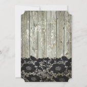 ラスティックな納屋の木材と黒のレースのモダンカントリーウェディング 招待状 (裏面)