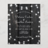 ラスティックな納屋の木材を使った予算に優しい照明 ウェディング招待状 チラシ (正面)