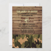 ラスティックな納屋の木材を使用したウエスタンカントリー カモフラージュ結婚式 招待状 (正面)