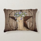 ラスティックな納屋の木材 ワイルドフラワー カウボーイ ウエスタンスター アクセントクッション (正面)