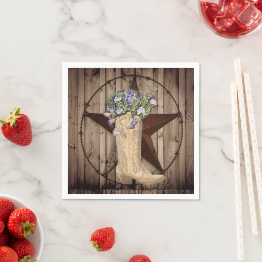 ラスティックな納屋の木材 ワイルドフラワー カウボーイ ウエスタンスター スタンダードカクテルナプキン (インサイチュ)