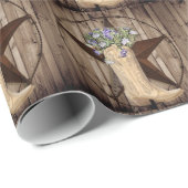 ラスティックな納屋の木材 ワイルドフラワー カウボーイ ウエスタンスター ラッピングペーパー (ロールコーナー)