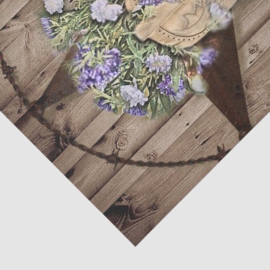ラスティックな納屋の木材 ワイルドフラワー カウボーイ ウエスタンスター 薄葉紙 (詳細)