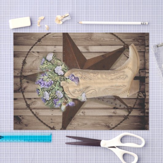 ラスティックな納屋の木材 ワイルドフラワー カウボーイ ウエスタンスター 薄葉紙 (クラフト)