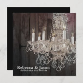 ラスティックな納屋の木製シャンデリアの結婚式 招待状 (正面/裏面)