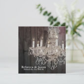 ラスティックな納屋の木製シャンデリアの結婚式 招待状 (スタンド正面)