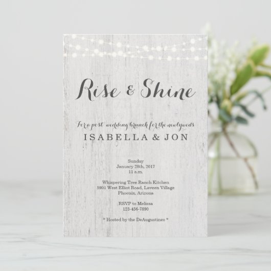 ラスティックな結婚式後のブランチ 朝のひととき 招待状 (スタンド正面)