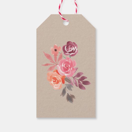 ラスティックな芍薬のエレガントなスクリプト ブライダルシャワー ギフトタグ (裏面)