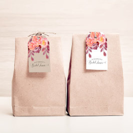 ラスティックな芍薬のエレガントなスクリプト ブライダルシャワー ギフトタグ