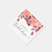 ラスティックな芍薬 エレガントなスクリプト ブライダルシャワー スタンダードカクテルナプキン (角)
