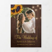 ラスティックな花の写真コラージュQRコード RSVP ウェディング 三つ折り招待状 (カバー)