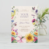 ラスティックな花の水彩画 招待状 (スタンド正面)