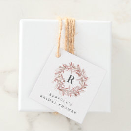 ラスティックな花環のイニシャル ウェディングシャワープレゼントタグ フェイバータグ