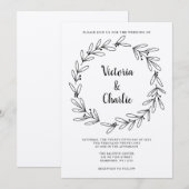 ラスティックな花輪の結婚式招待状 招待状 (正面/裏面)