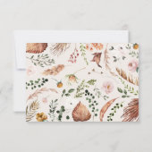 ラスティックな葉、 花と鹿の角のウェディング セーブザデート (裏面)