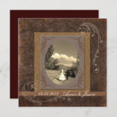 ラスティックな西部カントリー スチームパンク ウェディング 招待状 (正面/裏面)