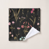 ラスティックな野の花の草原 手描きのカラフルデザイン バスタオルセット (ウォッシュタオル)