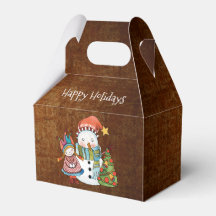 ラスティックな雪だるま+人形のクリスマスゲーブルボックス