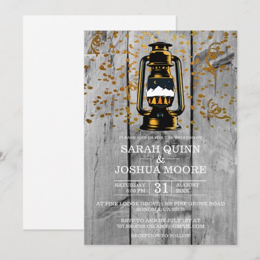 ラスティックな風化した納屋の木の結婚式 招待状 (正面/裏面)