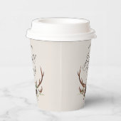 ラスティックな鹿の水彩花イラストのブライダルシャワー 紙コップ (右)