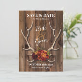 ラスティックな鹿の角がロマンチックなウェディングで記念日を保存しよう。 招待状 (スタンド正面)