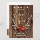 ラスティックな鹿の角がロマンチックなウェディングで記念日を保存しよう。 招待状 (正面/裏面)