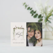 ラスティックな鹿の角と水彩花のキャノピー ウェディング ポストカード (スタンド正面)