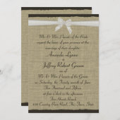 ラスティックな麻とリボン 招待状 (正面/裏面)