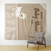 ラスティックな麻とレースの小さな羊のベビーシャワーバックドロップ タペストリー (インサイチュ(横))