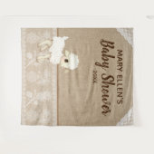 ラスティックな麻とレースの小さな羊のベビーシャワーバックドロップ タペストリー (正面(横))