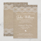 ラスティックな麻とヴィンテージ ラベンダーのベイビー シャワーの招待状 招待状 (正面/裏面)