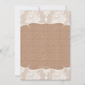ラスティックな麻のプリントとレースの結婚式招待状 招待状 (裏面)