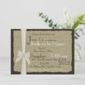 ラスティックな麻のボウ付き ブライダルシャワー 招待状 (スタンド正面)