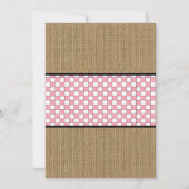 ラスティックな麻の女の子のためのベイビーシャワー 招待状 (裏面)