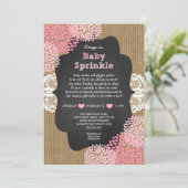 ラスティックな麻の女の子のドロップイン赤ちゃんシャワー 招待状 (スタンド正面)