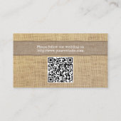 ラスティックな麻の布とバラの結婚式ウェブサイト挿入カード エンクロージャーカード (裏面)