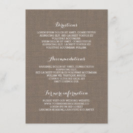 ラスティックな麻の結婚式詳細情報 エンクロージャーカード