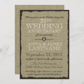 ラスティックな麻の結婚記念日 招待状 (正面/裏面)