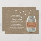 ラスティックな麻ひもとメイソンジャー ブライダルシャワー 招待状 (正面/裏面)