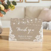 ラスティックな麻ひもとランタンとレースのウェディング サンクスカード サンキューカード