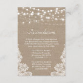 ラスティックな麻ひもストリングライトレースの結婚式の詳細 エンクロージャーカード (裏面)