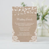 ラスティックな麻ひも ストリング ライト レース ウェディング ディテール エンクロージャーカード (スタンド正面)