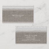 ラスティックな麻布とエレガントなレースのシックスタイル 名刺 (正面/裏面)