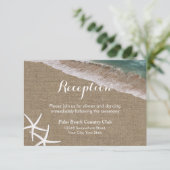 ラスティックな麻布のビーチスターフィッシュ ウェディングレセプション エンクロージャーカード (スタンド正面)