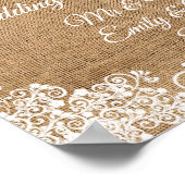 ラスティックな麻布の結婚式へようこそ カスタムウェルカム ポスター (角)