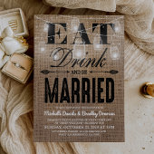 ラスティックな麻布の食べ飲みして結婚しよう ウェディング 招待状