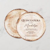 ラスティックな15歳の誕生日 クイーンセニェーラ 木目 招待状 (正面/裏面)