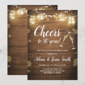 ラスティックな50周年結婚記念日の招待状 ライト 招待状 (正面/裏面)